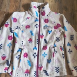 Columbia Cream and Pink Puffer Jacket Cozy and Stylish